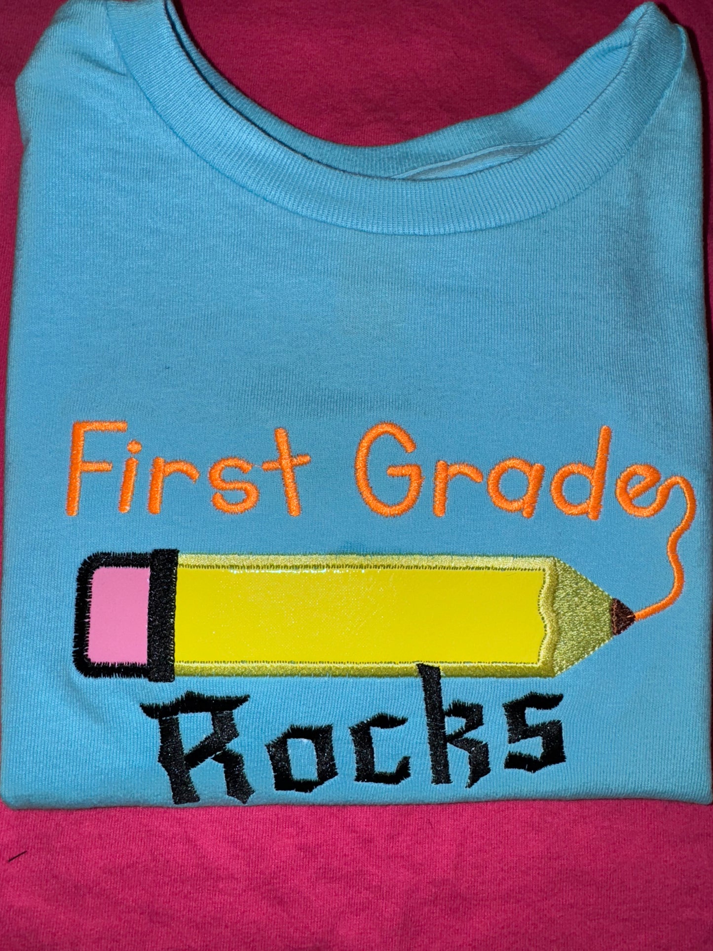 My First Grade Rocks Shirt | Back to School Outfit for Boys & Girls | Fun Glitter or Embroidered Design