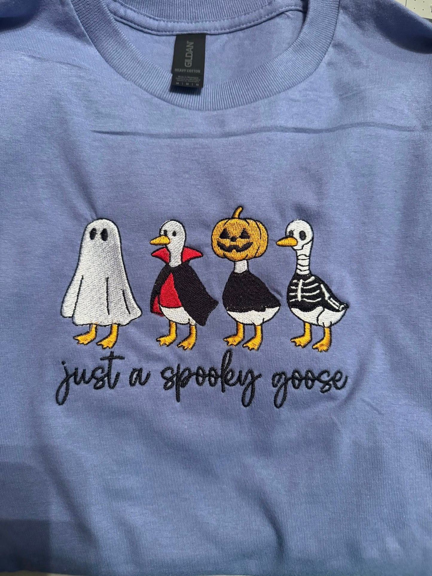 Just a Spooky Goose Embroidered Shirt