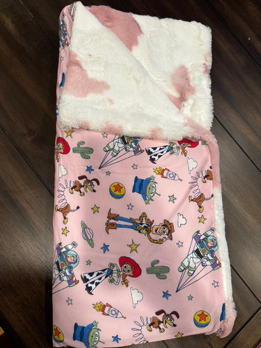 Pink Toy Story Cowgirl Blanket | Custom Minky Baby Blanket | Woody, Jessie & Buzz Design