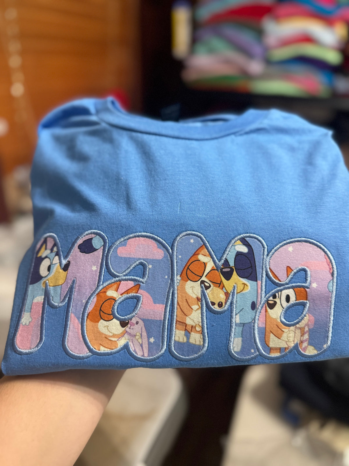 Bluey MAMA Embroidered Shirt | Blue Dog Mama Sweatshirt or Tee | Mom Shirt