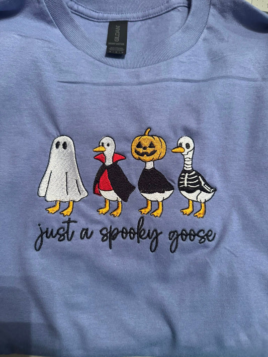 Just a Spooky Goose Embroidered Shirt